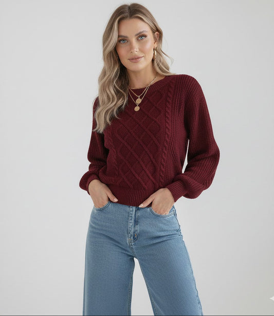 Lina Sweter z Warkoczowym Splotem